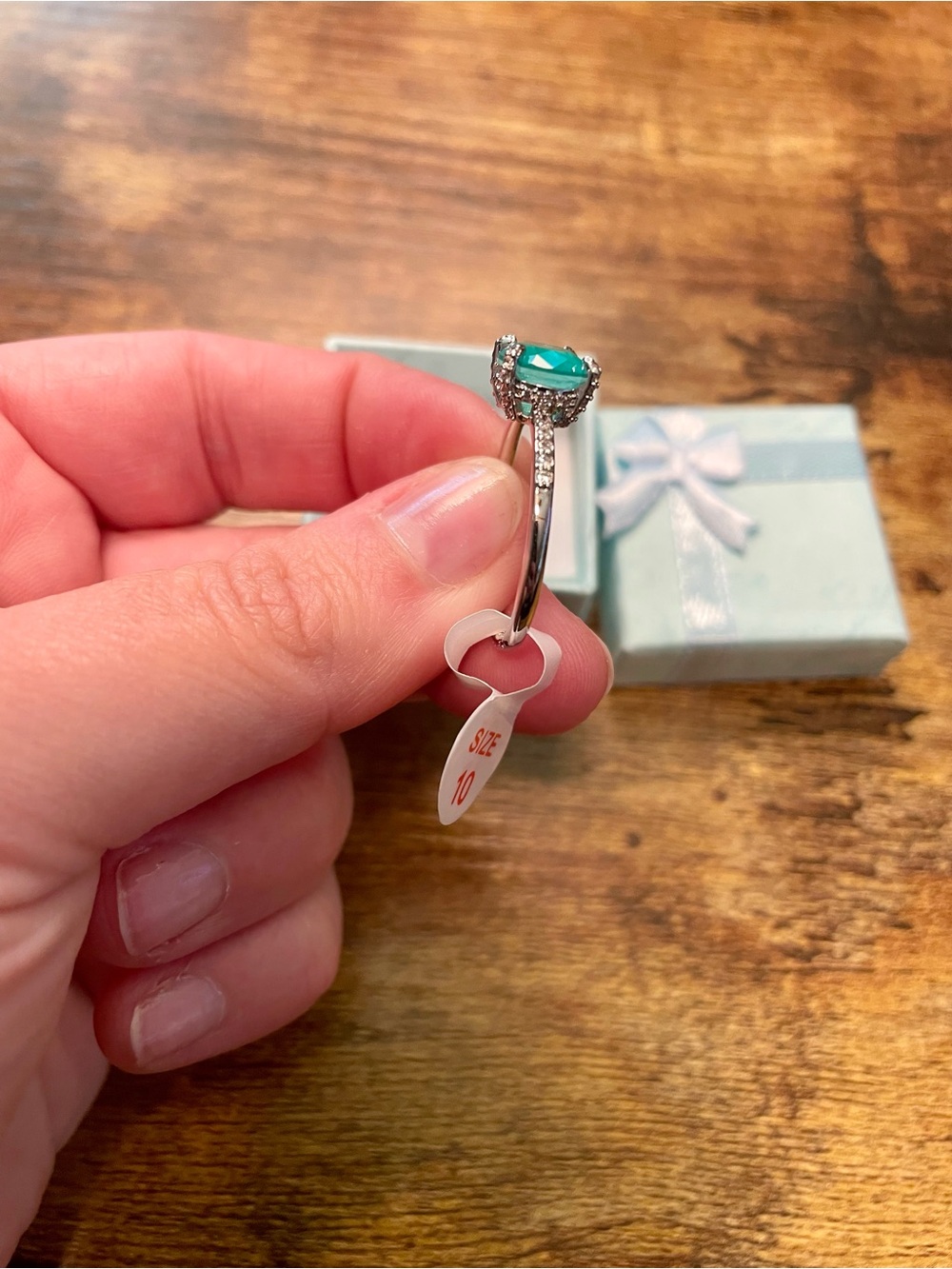 Bomb Party OG Emerald and CZ on Rhodium Ring Size 10 - Picture 3 of 3